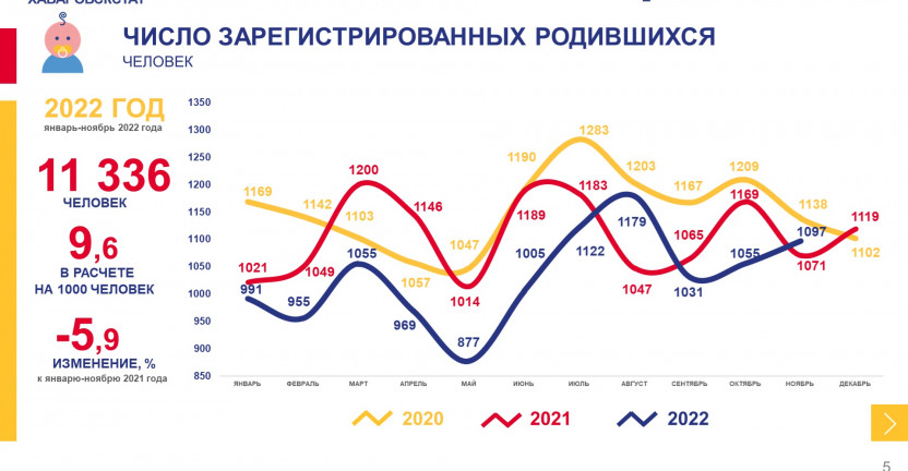О естественном движении населения Хабаровского  края за январь-ноябрь 2022 года